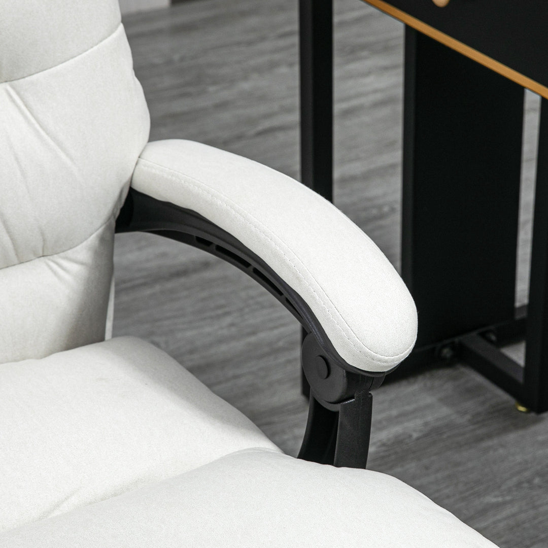 Kontorstol med massagefunktion, opvarmet, vipbar, kunstlæder, 65x72x109-117cm, cremehvid