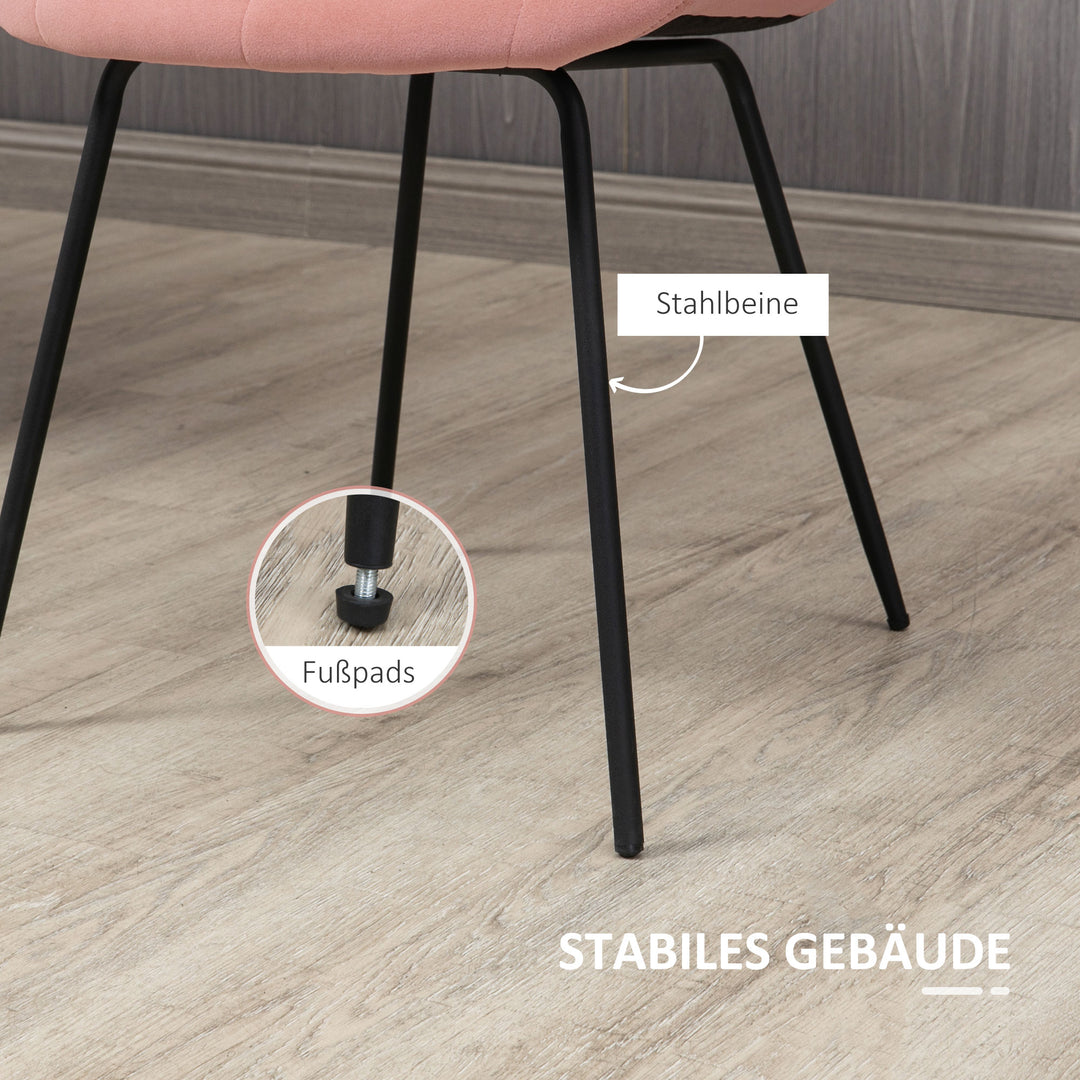 Sæt med 2 spisestuestole, accentstole, køkkenstole, retro fløjlslook, 50 cm x 61 cm x 79 cm, lyserød