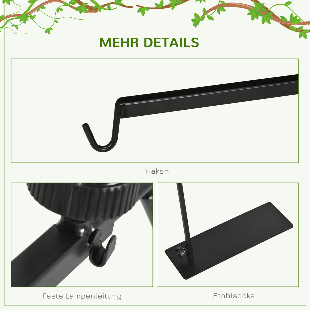 Varmelampestativ til terrarier, højdejusterbar, 40x15x95cm, sort