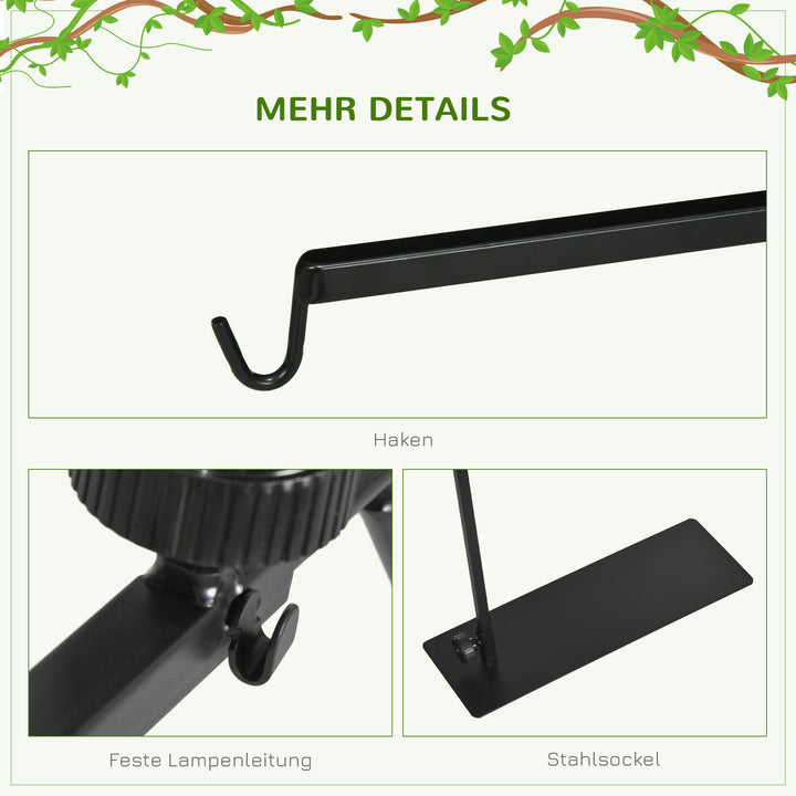 Varmelampestativ til terrarier, højdejusterbar, 40x15x95cm, sort