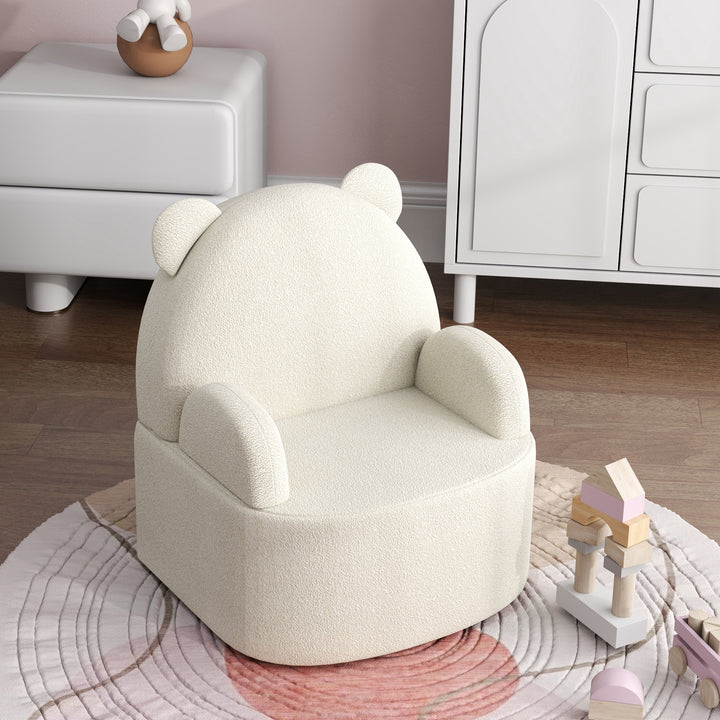 Børnelænestol, bjørneformet, blød teddyfleece, op til 3 år, 52x48x59 cm, beige