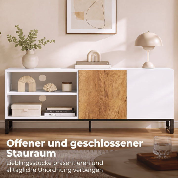 TV-skab til fjernsyn op til 55 tommer, moderne TV-lavbord, hvid