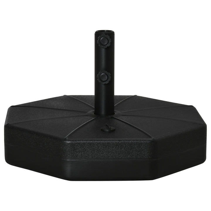 Parasolfod, fyldbar op til 40 kg, ottekantet, paraplyholder, paraplyvægt, stativ til parasoller med 38/48 mm rørdiameter, til altan, terrasse, have, sort