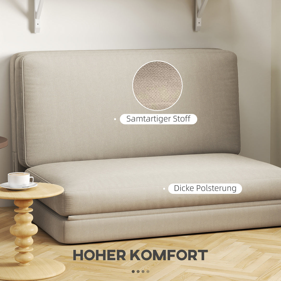 2-I-1 foldbar lænestol med gæstemadras, delbar, 120 cm bred, beige