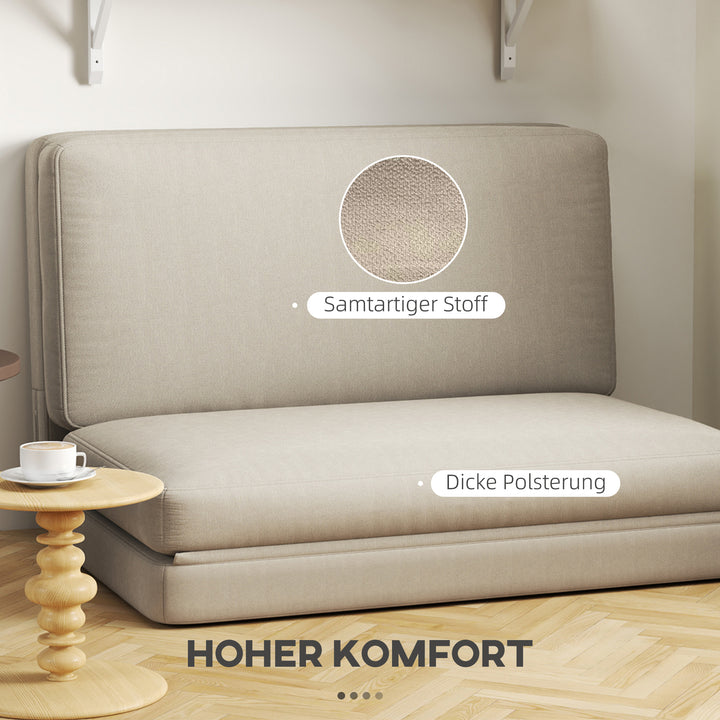 2-I-1 foldbar lænestol med gæstemadras, delbar, 120 cm bred, beige