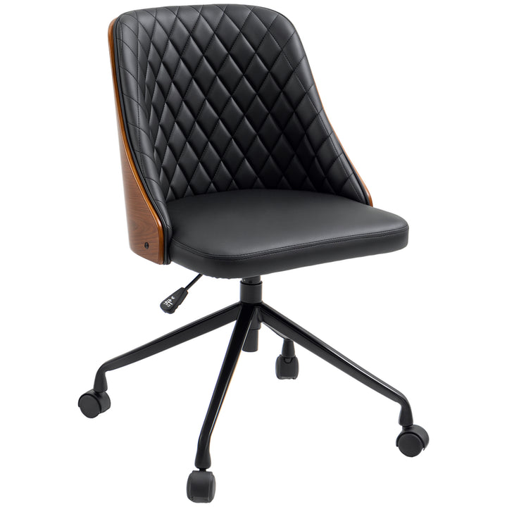 Kontorstol, skrivebordsstol, drejestol, hjemmekontorstol, højdejusterbar, ergonomisk, 360° drejelige hjul, pu-skum, sort, 48,5 x 54,5 x 81-87 cm