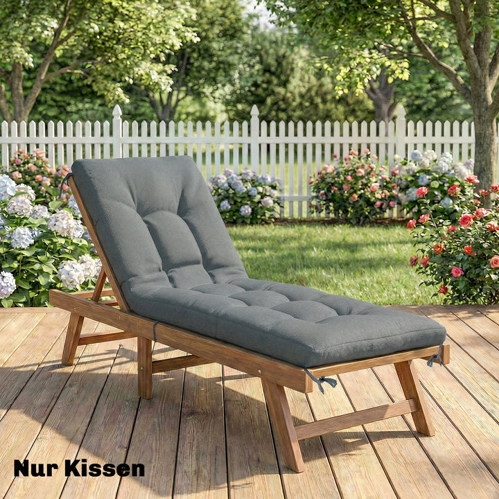 Aftagelig pallehynde med fastgørelsesstropper, pallehynde til de fleste liggestole, 198x65x13 cm, mørkegrå