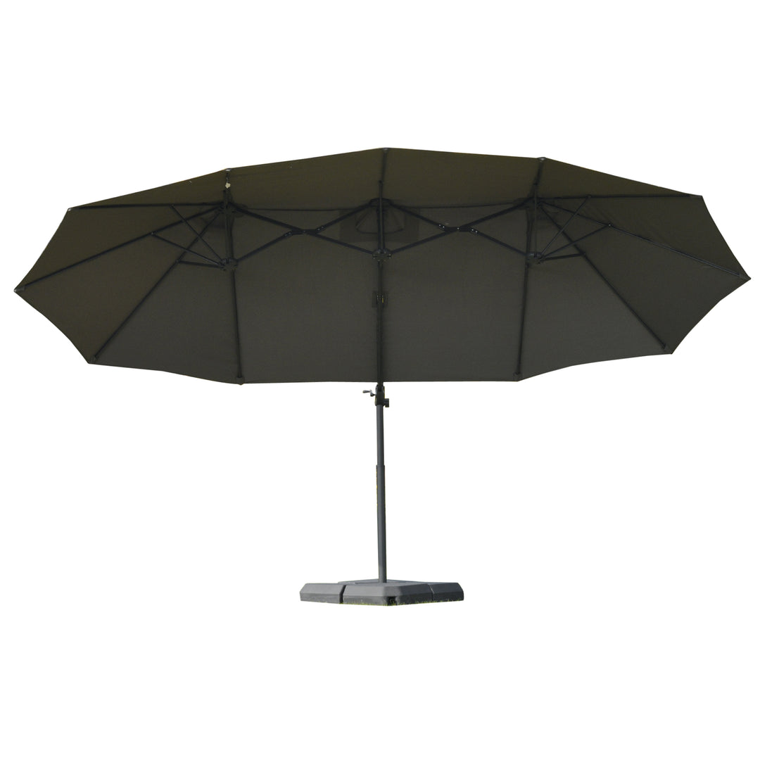 XXL parasol med krydsstativ inklusive håndsving, vejrbestandig, 270 cm x 440 cm x 250 cm, grå