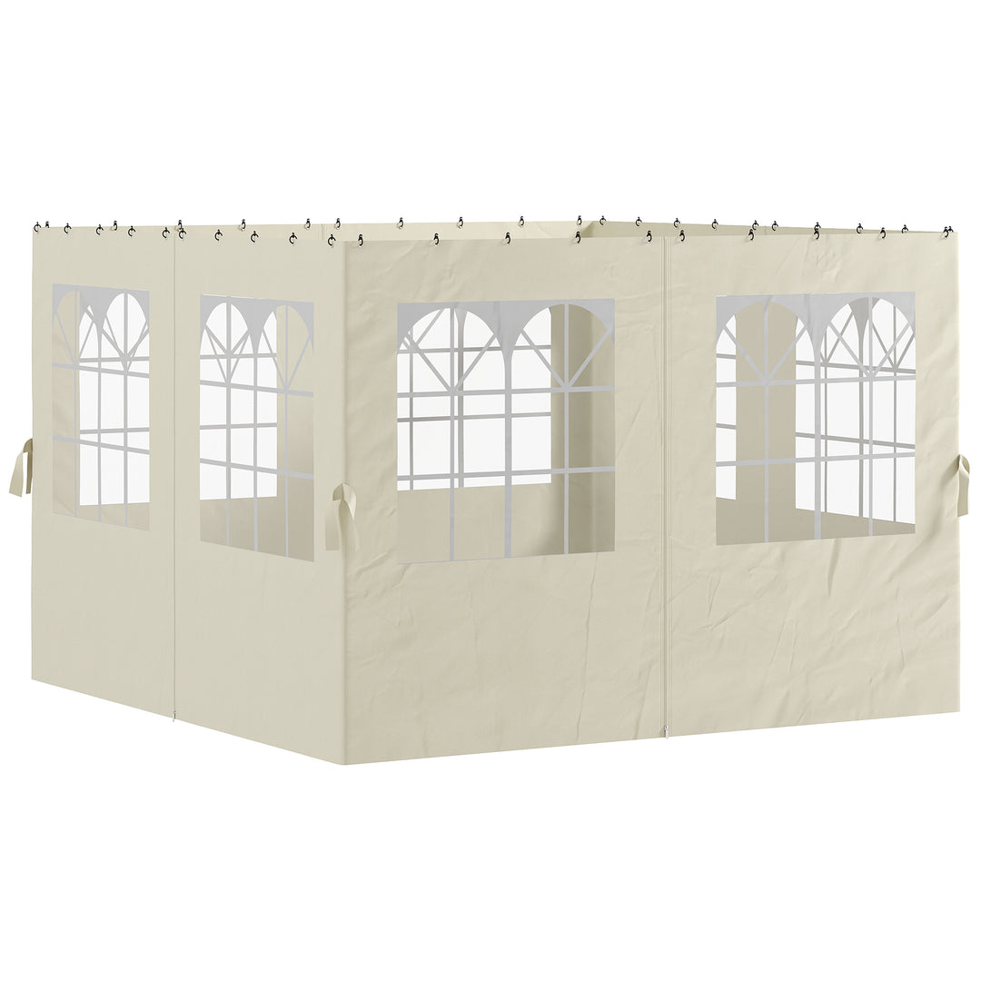 Pavillon sidepaneler, 4 sidepaneler til havepavillon, med lynlås, 3 x 3 m pavillon, cremehvid