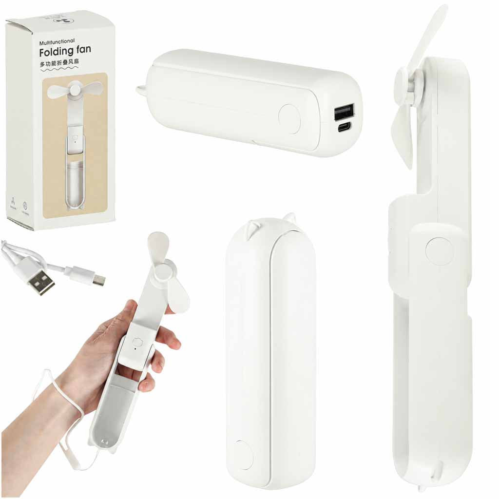 Bordventilator mini håndholdt foldbar vindmølle bærbar USB hvid