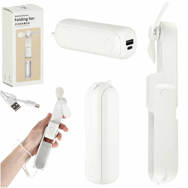 Bordventilator mini håndholdt foldbar vindmølle bærbar USB hvid