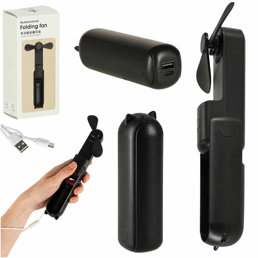 Bordventilator mini håndholdt foldbar vindmølle bærbar USB sort