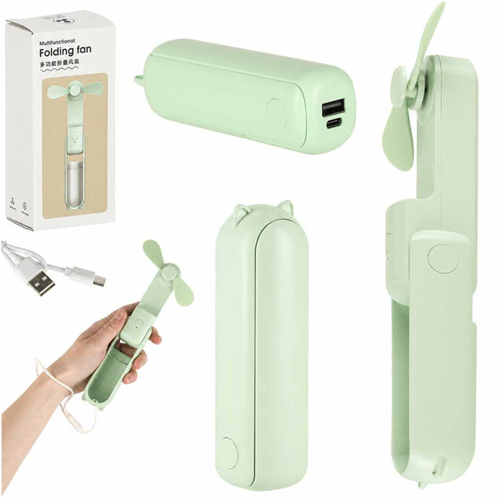 Bordventilator mini håndholdt foldbar vindmølle bærbar USB grøn