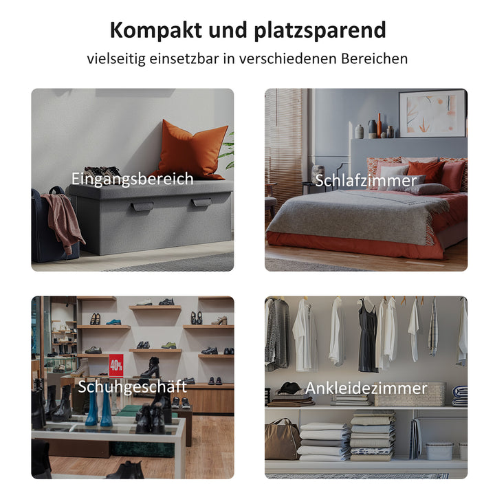 Sengebænk, polstret bænk, siddebænk, entrebænk til soveværelse, lasteevne op til 130 kg, sejldug, grå, 102 x 36 x 51 cm