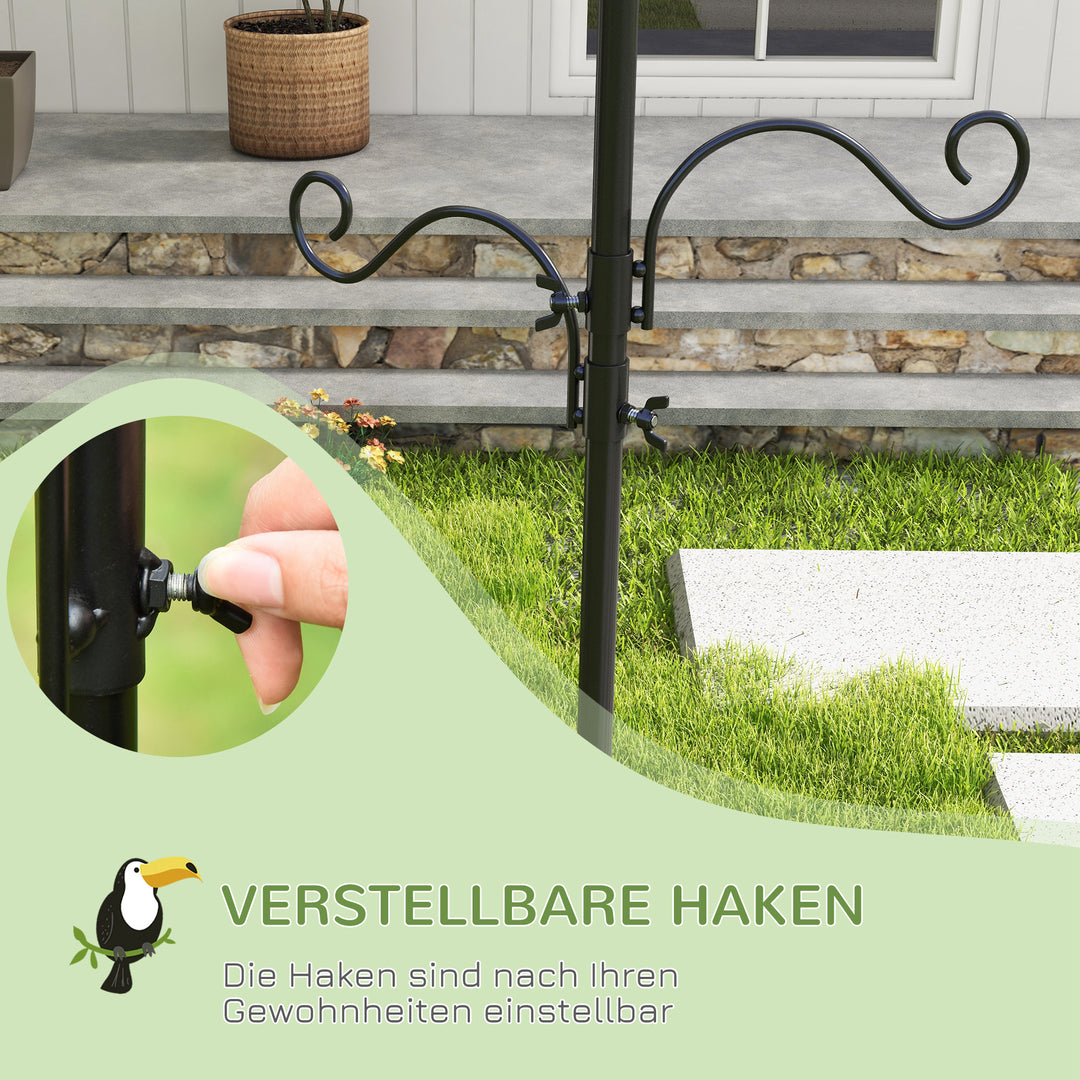 Fuglefoderautomat, udendørs foderautomat, 4 kroge, stål, sort