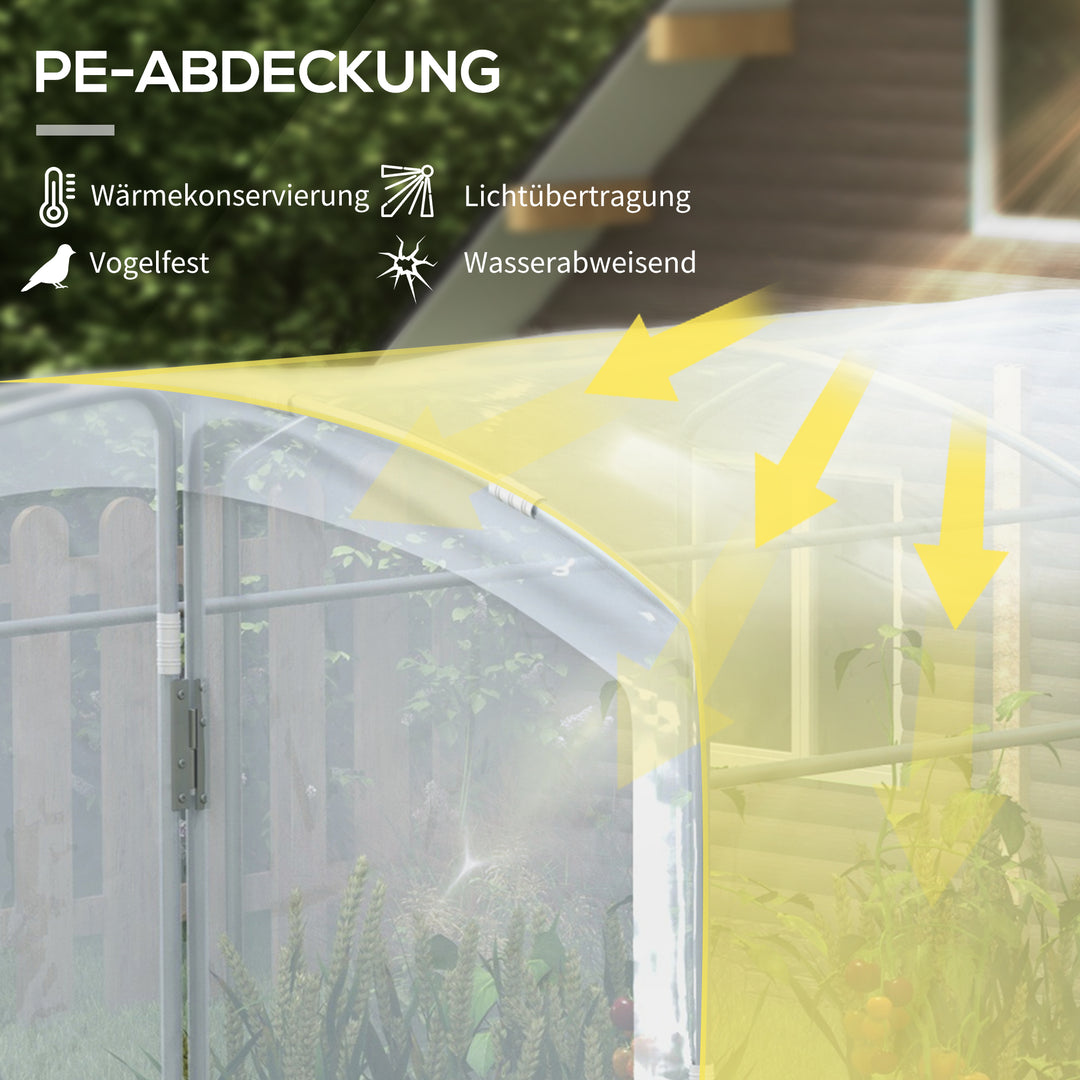 Tunneldrivhus, walk-in, transparent film, galvaniseret stålramme, 3 x 2 x 2 m
