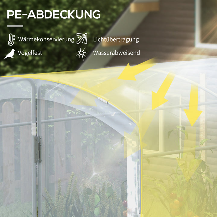 Tunneldrivhus, walk-in, transparent film, galvaniseret stålramme, 3 x 2 x 2 m