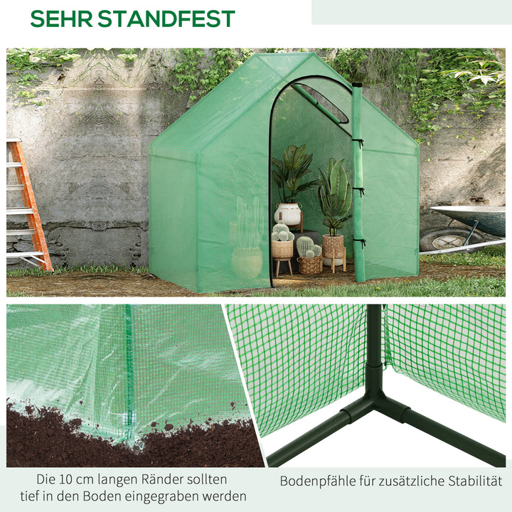 Plastikdrivhus tomatdrivhus drivhus kold ramme med vindue og dør grøn stålplast 180 x 100 x 168 cm