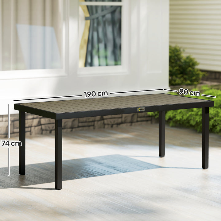 Havebord til 8 personer, udendørsbord, loungebord, vejrbestandigt, 190 x 90 x 74 cm, naturtræ