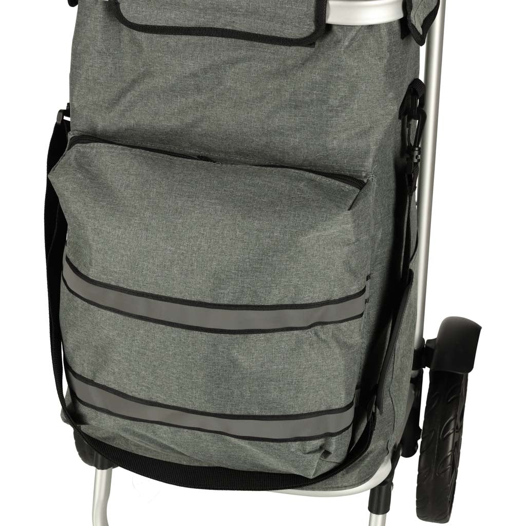Indkøbskurv på hjul med stel 100 cm grå