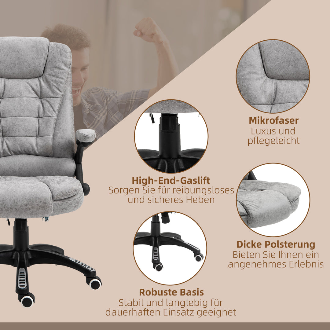 Executive-stol med massage- og varmefunktion, ergonomisk, justerbar, op til 120 kg, grå