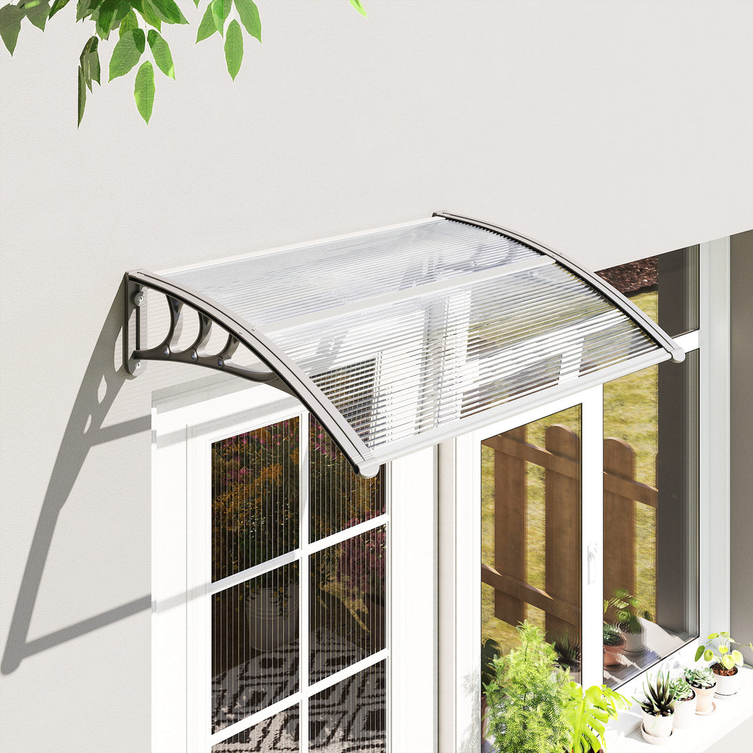 Canopy, hoveddørsmarkise, tagdækning til indgange og vinduer, 100l x 75b x 23h cm, sølv
