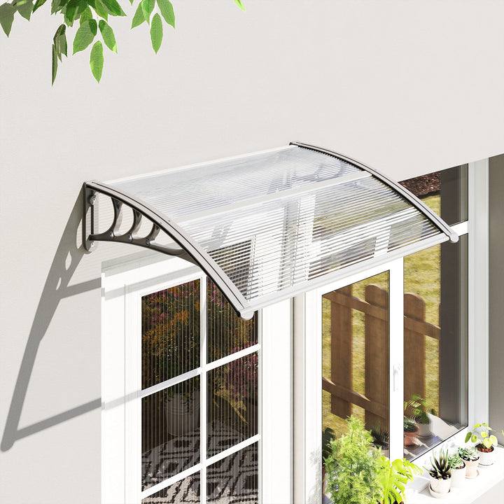 Canopy, hoveddørsmarkise, tagdækning til indgange og vinduer, 100l x 75b x 23h cm, sølv