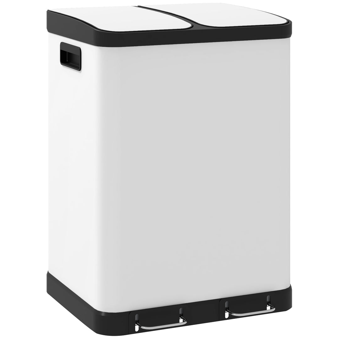 Dobbeltrums affaldsbeholder, 2 x 30L, fingeraftryksresistent, pedal, aftagelige indvendige spande, grå