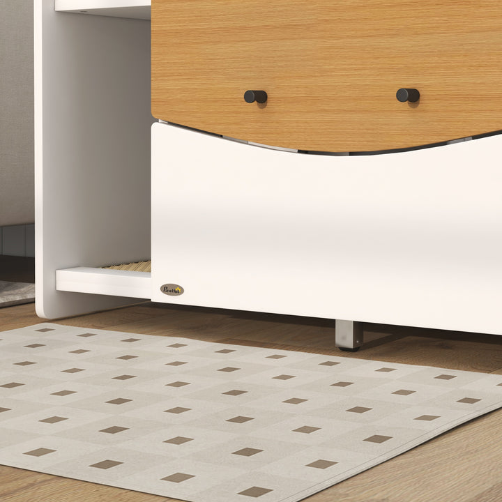 Kattebakke, udtrækkelig, skabsdesign, kattebakke, 78x50x51cm, eg/hvid