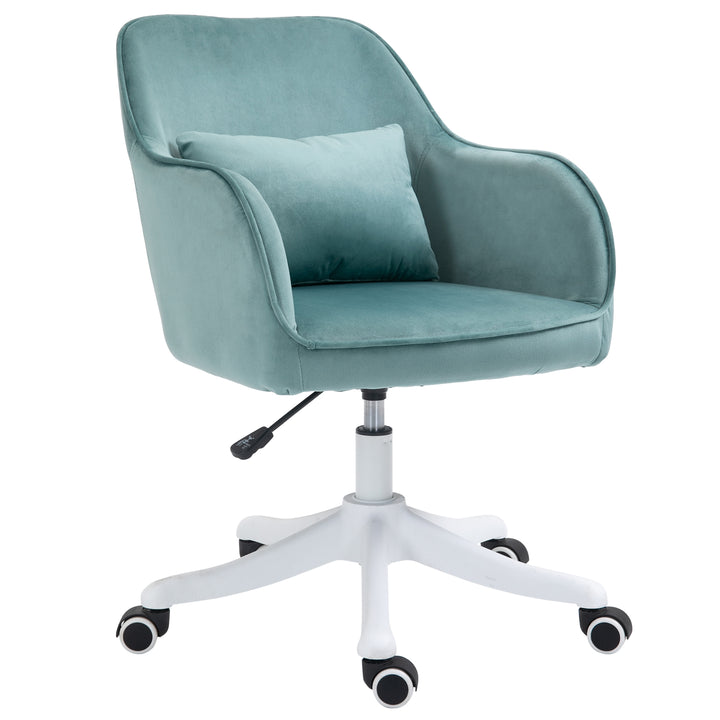 Massagekontorstol i fløjlslook, lændehynde med vibrationsmassage, op til 115 kg, usb-trinposition, højdejusterbar, 57b x 70d x 78-86h cm, grøn