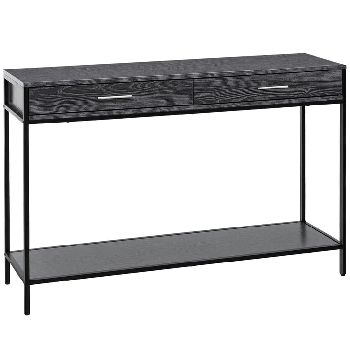 Konsolbord entrébord sidebord 2 skuffer underhylde stålgrå 120 x 30 x 81,5 cm