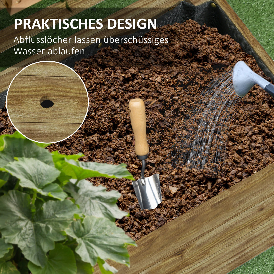 Plantekasse med espalier, 4 hjul, naturtræ, vejrbestandig lak, naturtræ, 76 x 30 x 155 cm