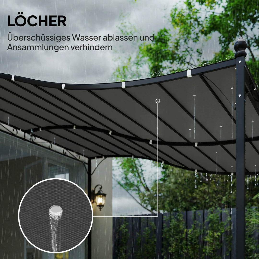 Udskiftningstag til pergola, solsejl til terrassetag, udskiftningstagpresenning til 3 x 3 m pavillon, 298 x 293 cm, mørkegrå