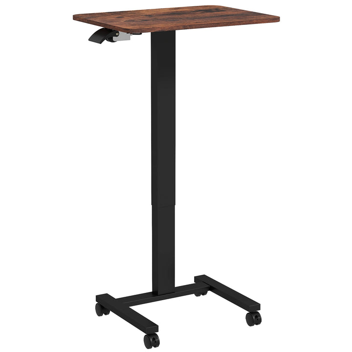 Hæve-sænkebord, laptopbord, højdejusterbart, 4 hjul, 65 cm x 48 cm x 108 cm, brun + sort