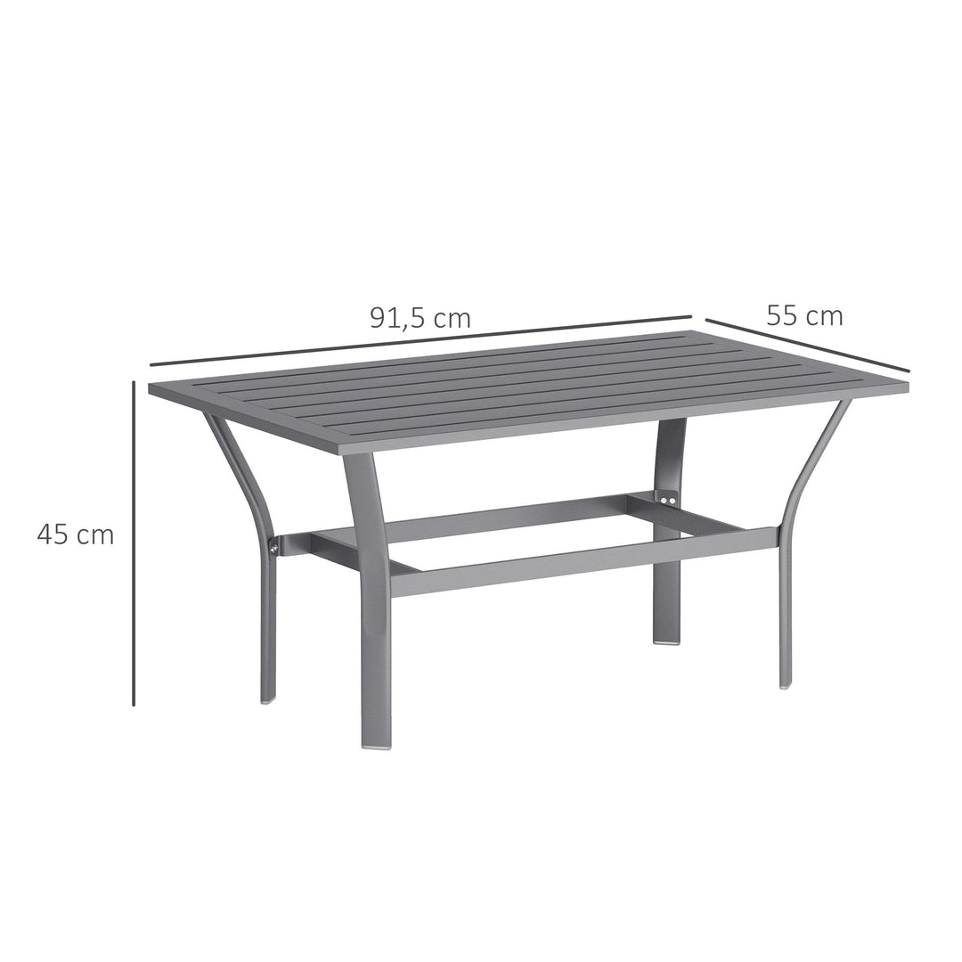 Sidebord metal balkonbord med lameldesign vejrbestandigt sofabord havebord 91,5 x 55 x 45 cm mørkegrå