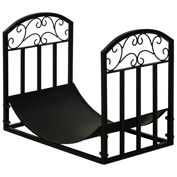 Brændehylde brændestativ brændehylde 60 kg bæreevne brændeopbevaring pejsværktøj metal sort 60,5 x 36 x 46,5 cm