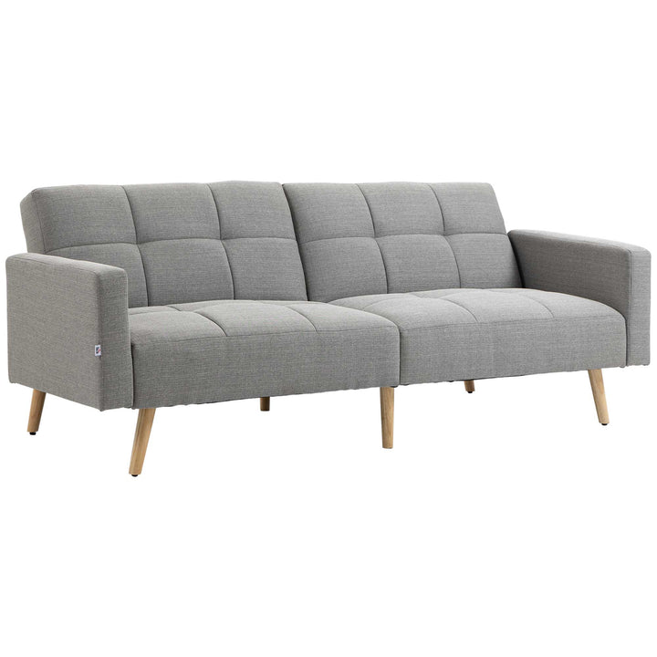 2-i-1 sovesofa 205 x 88 cm sofa med sengefunktion, sofa med siddehynder, hørlook grå