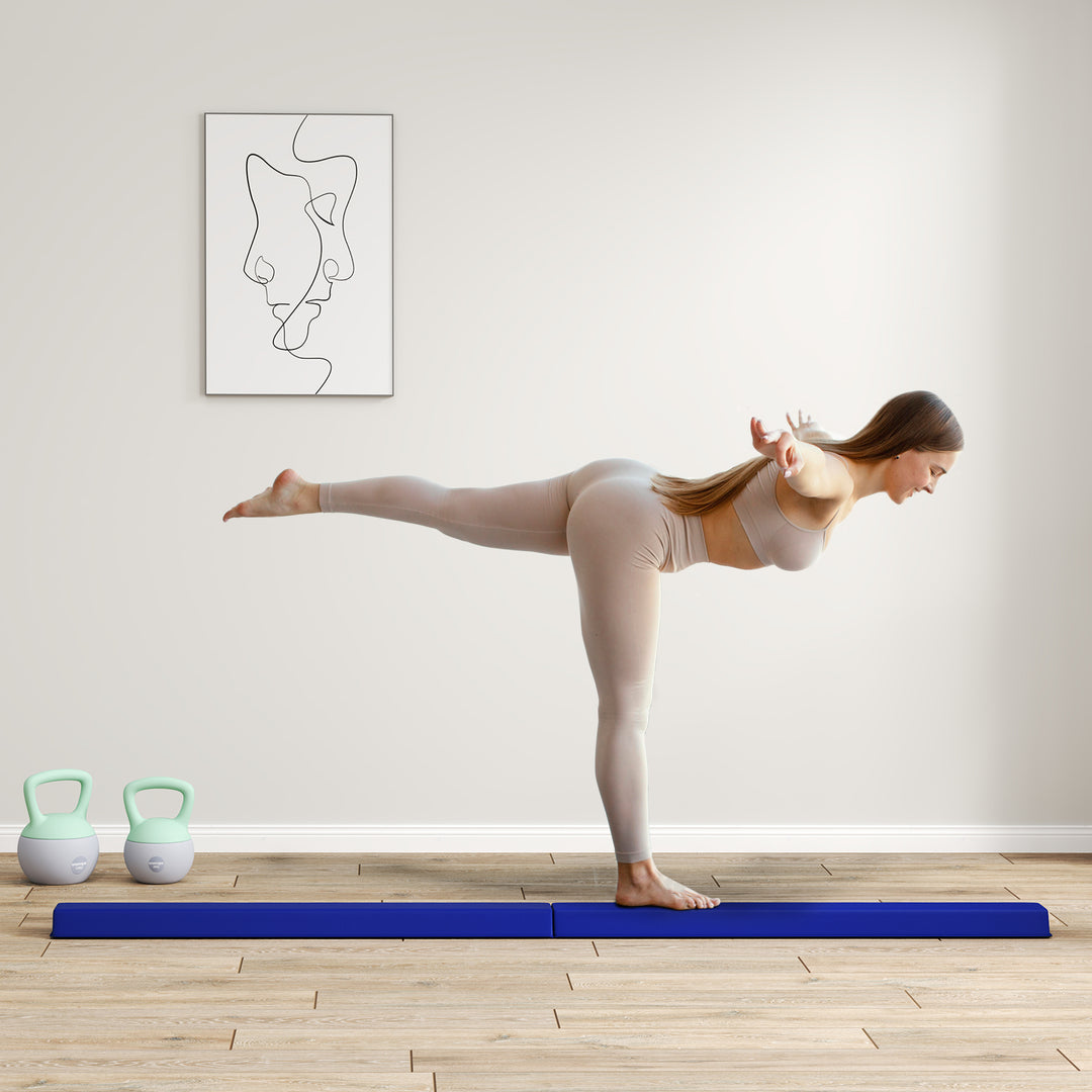 Balancebom 2,4 m, foldbar, skridsikker bund, til 3+ år, op til 80 kg, blå