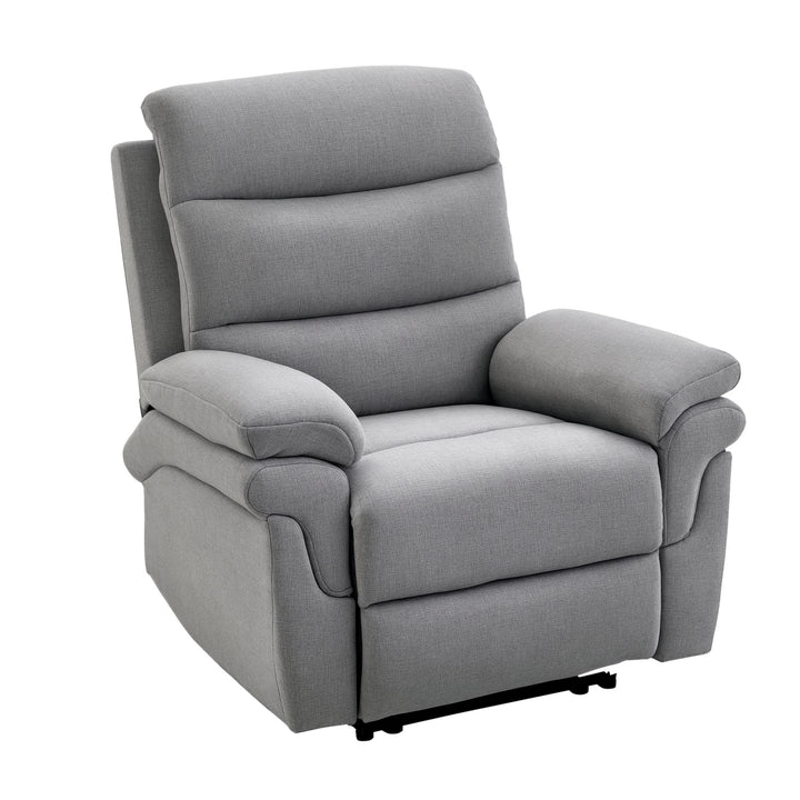Afslapningsstol med lænefunktion, enkeltsofa, justerbar lænestol, 165° vipning, lænestol, tv-stol til stue, soveværelse, linned touch, lysegrå, 91 x 92 x 102 cm