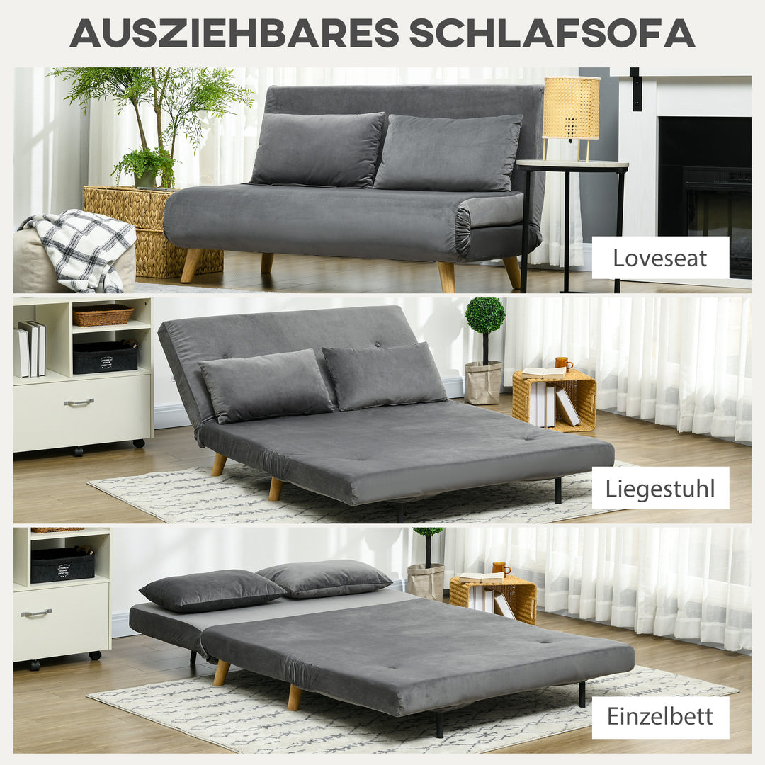 Sovesofa afslappende sofa, inkl. 2 puder, fløjlslook, 130 x 78 x 79 cm, grå