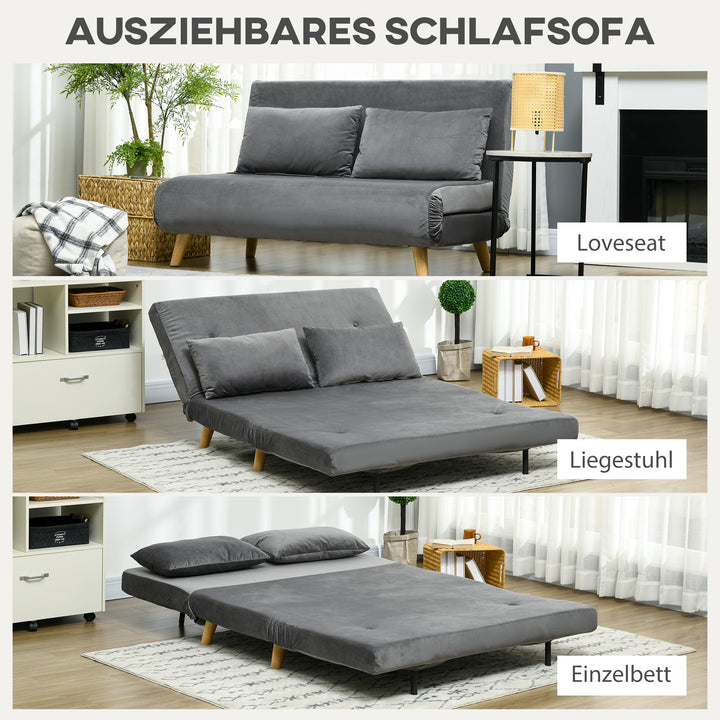 Sovesofa afslappende sofa, inkl. 2 puder, fløjlslook, 130 x 78 x 79 cm, grå