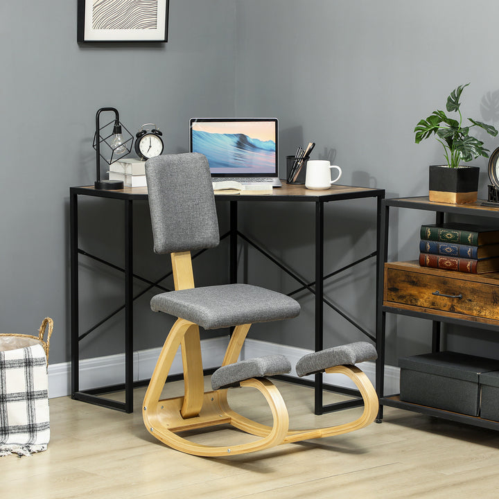 Ergonomisk knæstol, knæskammel, sundhedsstol til hjemmet, kontoret, meditation, grå