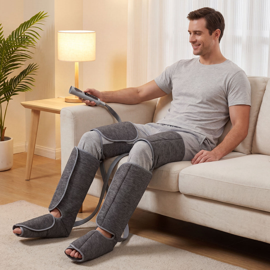 Benmassageapparat med varme- og luftkompression, 2 varmeindstillinger