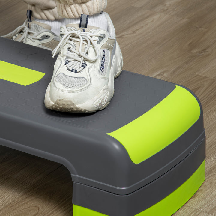 Aerobic stepper, 3-trins højdejusterbar, op til 150 kg, 78 x 28 x 20 cm, grå/grøn