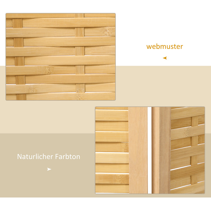 Rumdeler foldbar skillevæg privacy screen, bambus, 3-delt, 120 cm x 170 cm x 1,8 cm, naturlig
