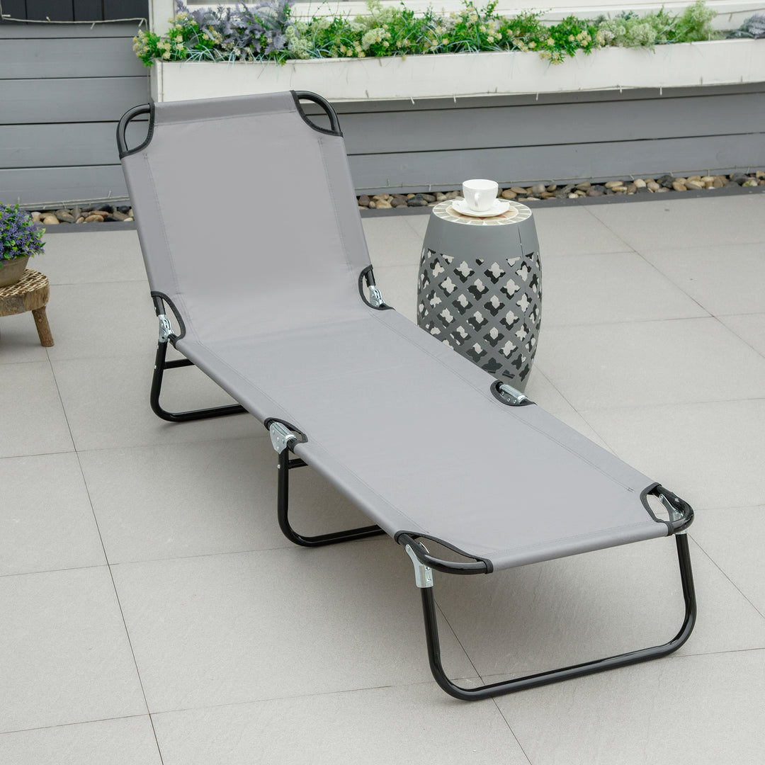 Solseng, justerbar ryglæn med 5 positioner, hurtigtørrende, metalstel, 188 x 56 x 28 cm, grå