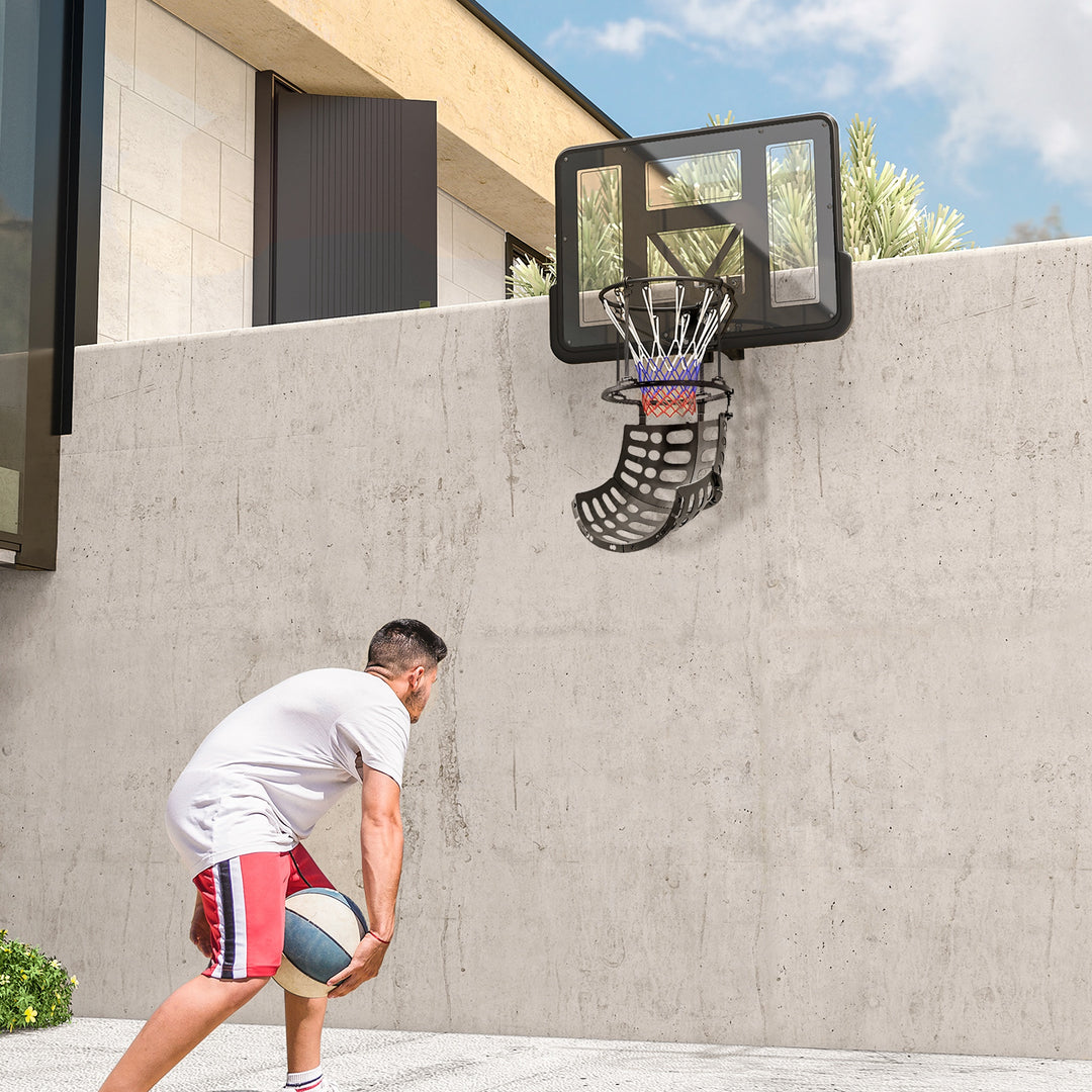 Basketball-rebounder, højdejusterbar, 360° drejelig, plastik, 35,6l x 35,6b x 75,5h cm, sort