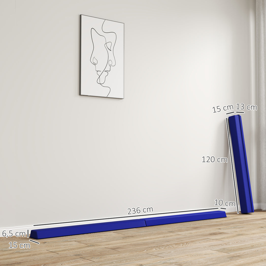 Balancebom 2,4 m, foldbar, skridsikker bund, til 3+ år, op til 80 kg, blå