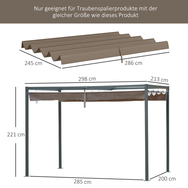 Reservetag til 2,85 x 2 m havepavillon, udtrækkelig, nem montering, polyester, kaffe