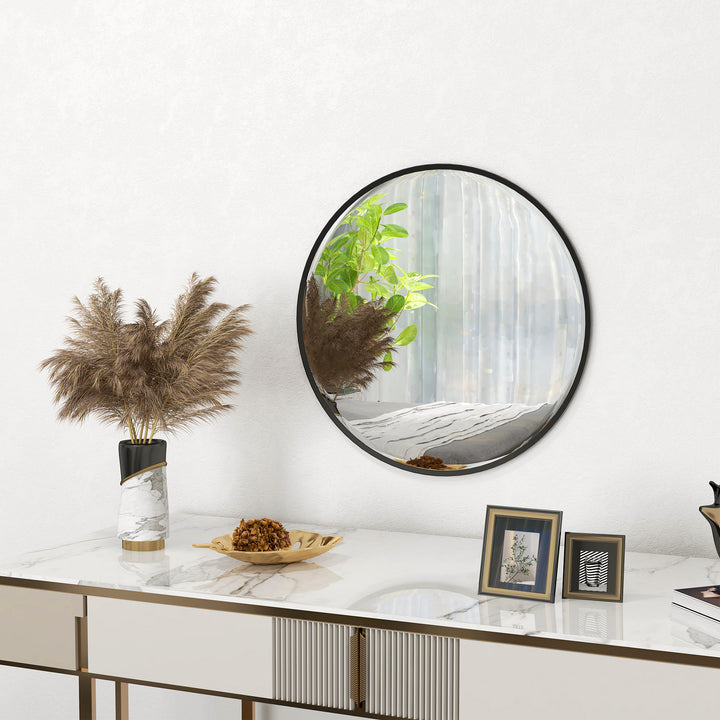 Vægspejl, moderne design, ø61 cm, sort